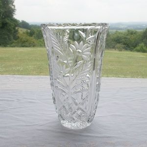 Crystal Flower Vase By Anna Hutte, Vintage